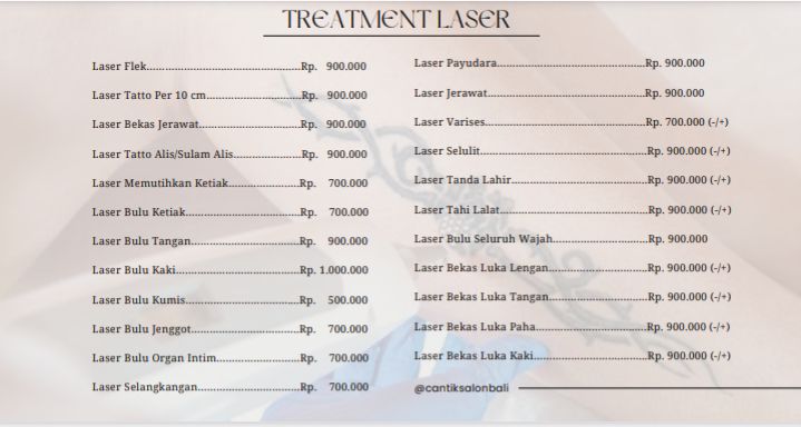 Tangkapan layar antarmuka Cantik Salon, memperlihatkan elemen menu dan tampilan halaman layanan kecantikan.